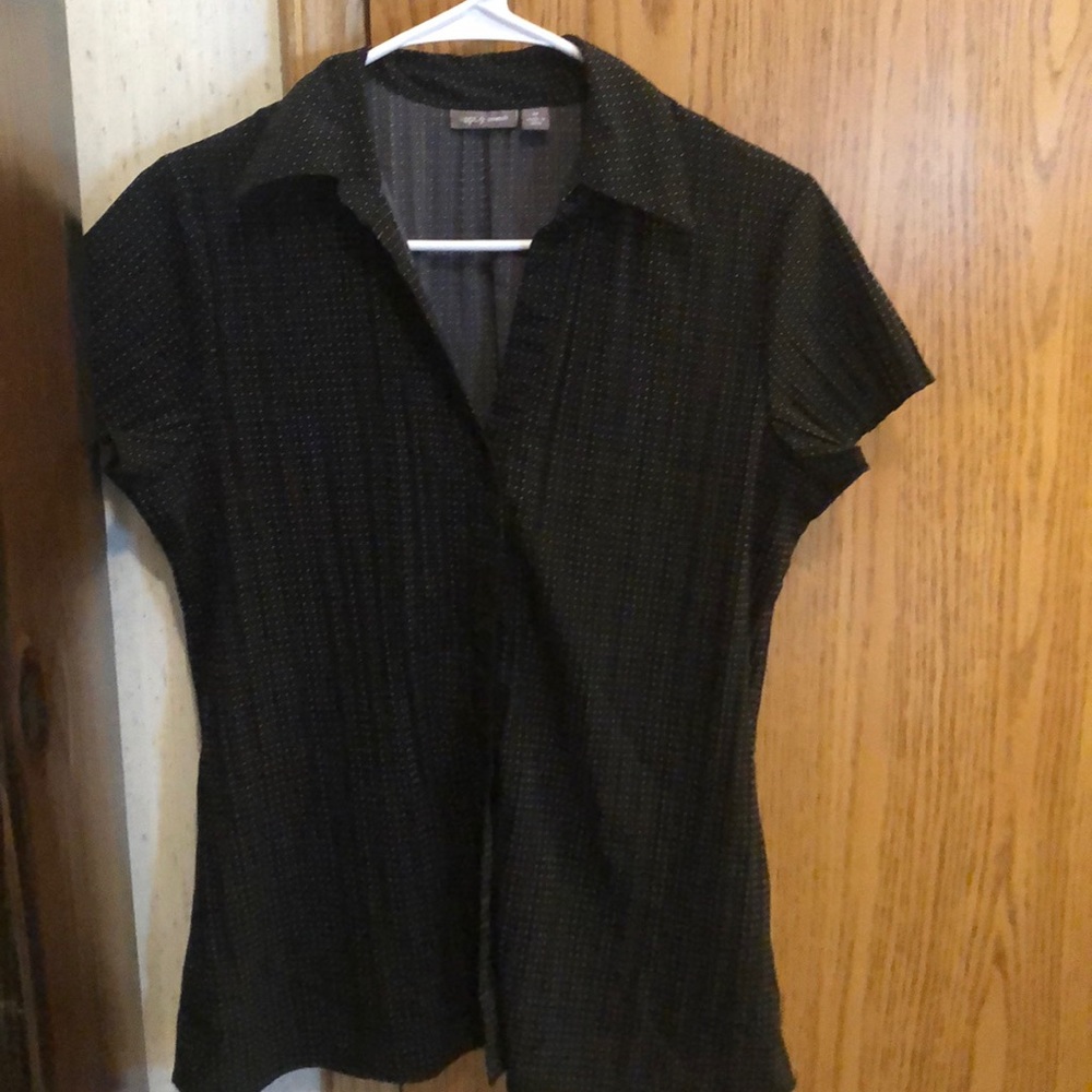 Cute black and white polka dot button up blouse